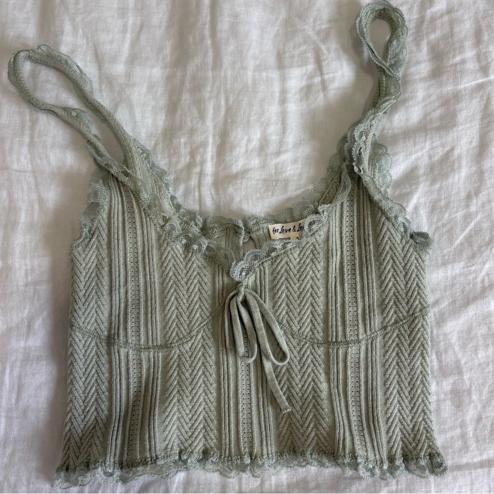 For Love And Lemons Sage Lace Tank Top